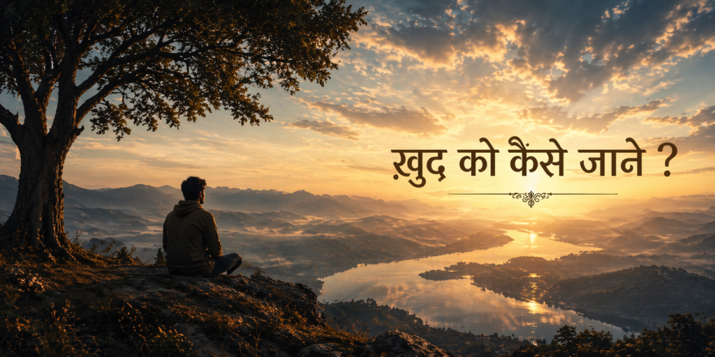 Kya hum sach me khud ko jaante hai – ek insaan pahadon aur shant jheel ke paas baithkar apni zindagi aur khud ko samajhne ki koshish karta hua